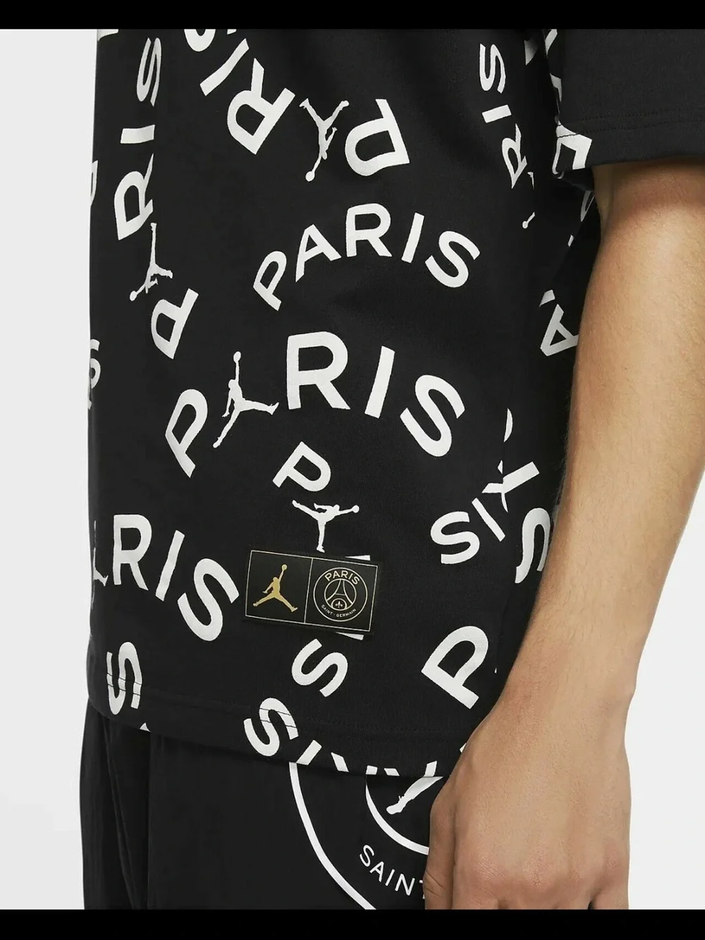 Air Jordan Mens Paris Saint-Germain Allover Print Jock Tag Black Size Medium